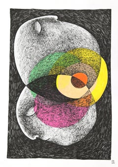 Fusionados - Obra de Arte Original Abstracto Figurativo Colorido sobre Papel