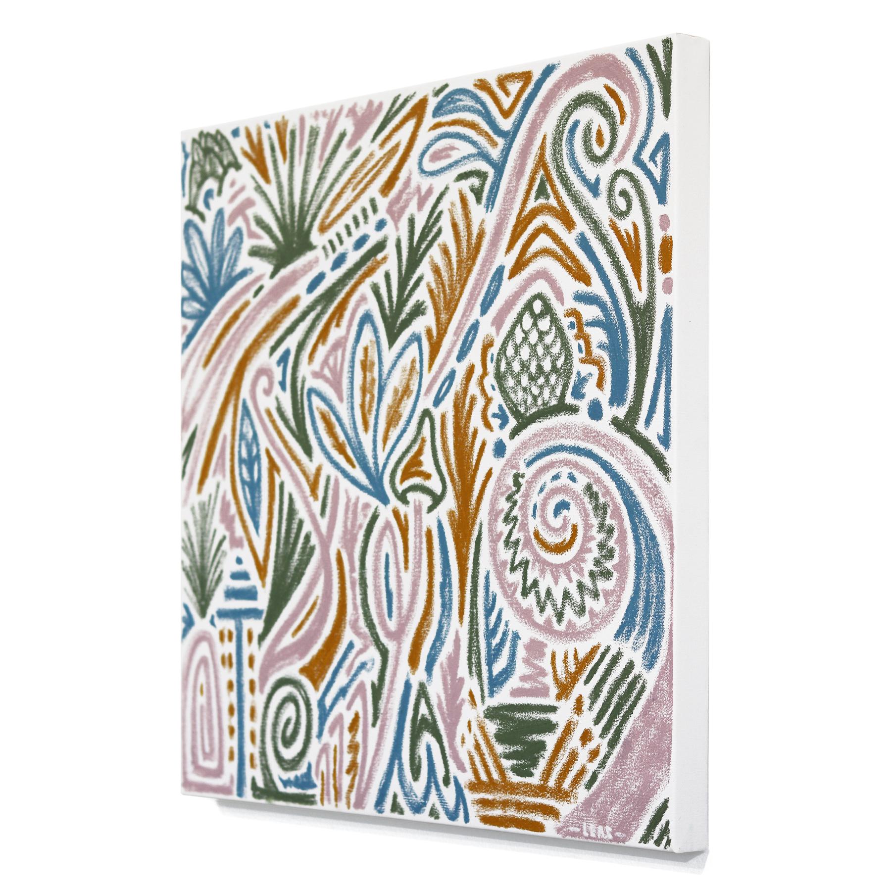 Effervescent Flow - Ausdrucksstarke, farbenfrohe, abstrakte, von den Aborigines inspirierte Malerei (Grau), Abstract Painting, von Ilan Leas