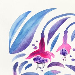 Fuchsia - Vibrant Abstract Floral Painting on Paper