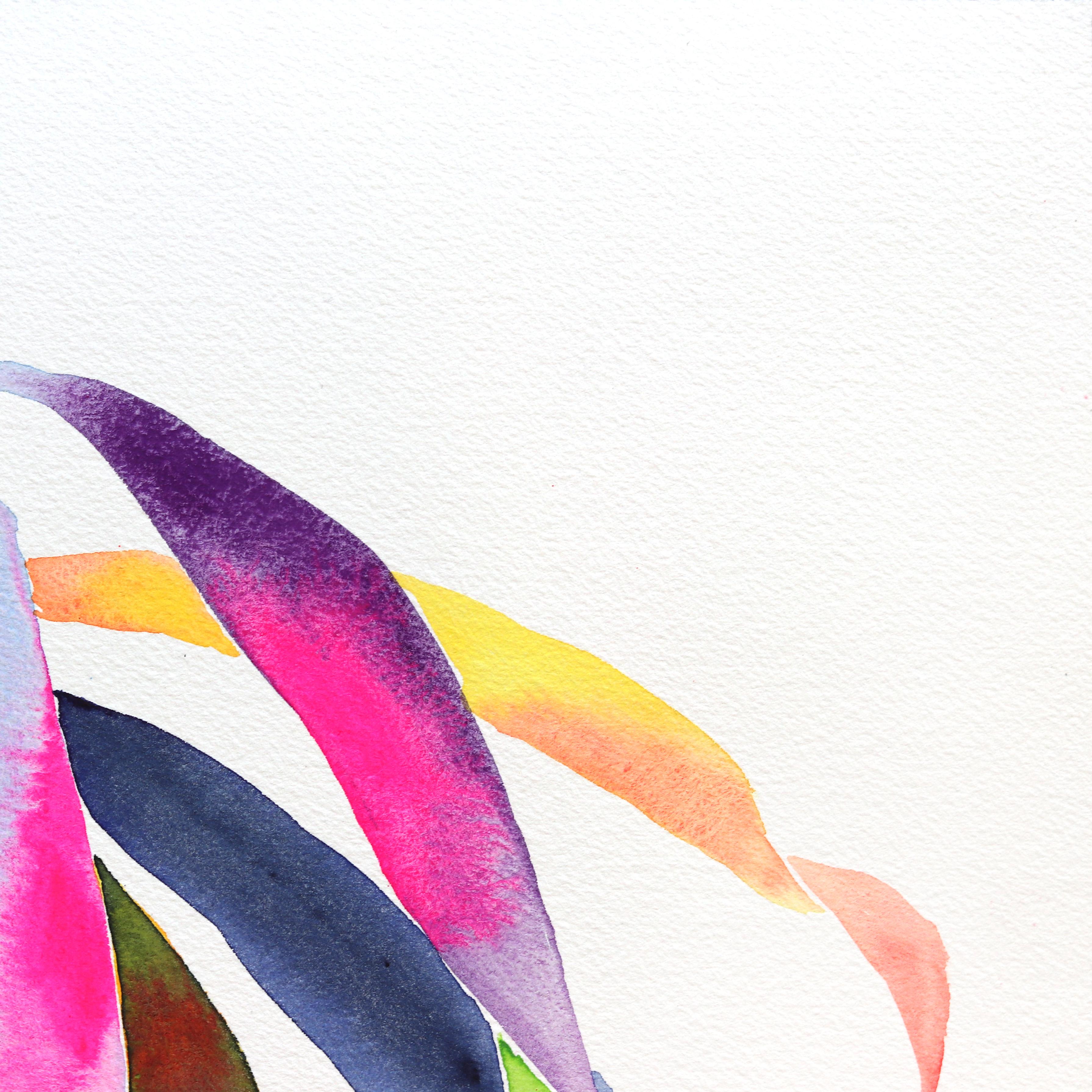 Rainbowland Bruguiera - Pintura sobre papel de bodegones de colores vibrantes en venta 1