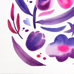 Tulips - Vibrant Purple Pink Floral Painting on Paper