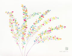 Rainbowland Lepidium III - Nature morte colorée peinte sur papier