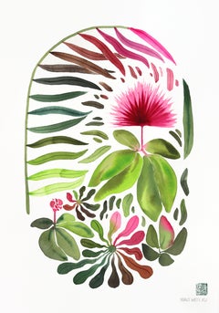 Powderpuff - Vibrant Floral Painting on Paper