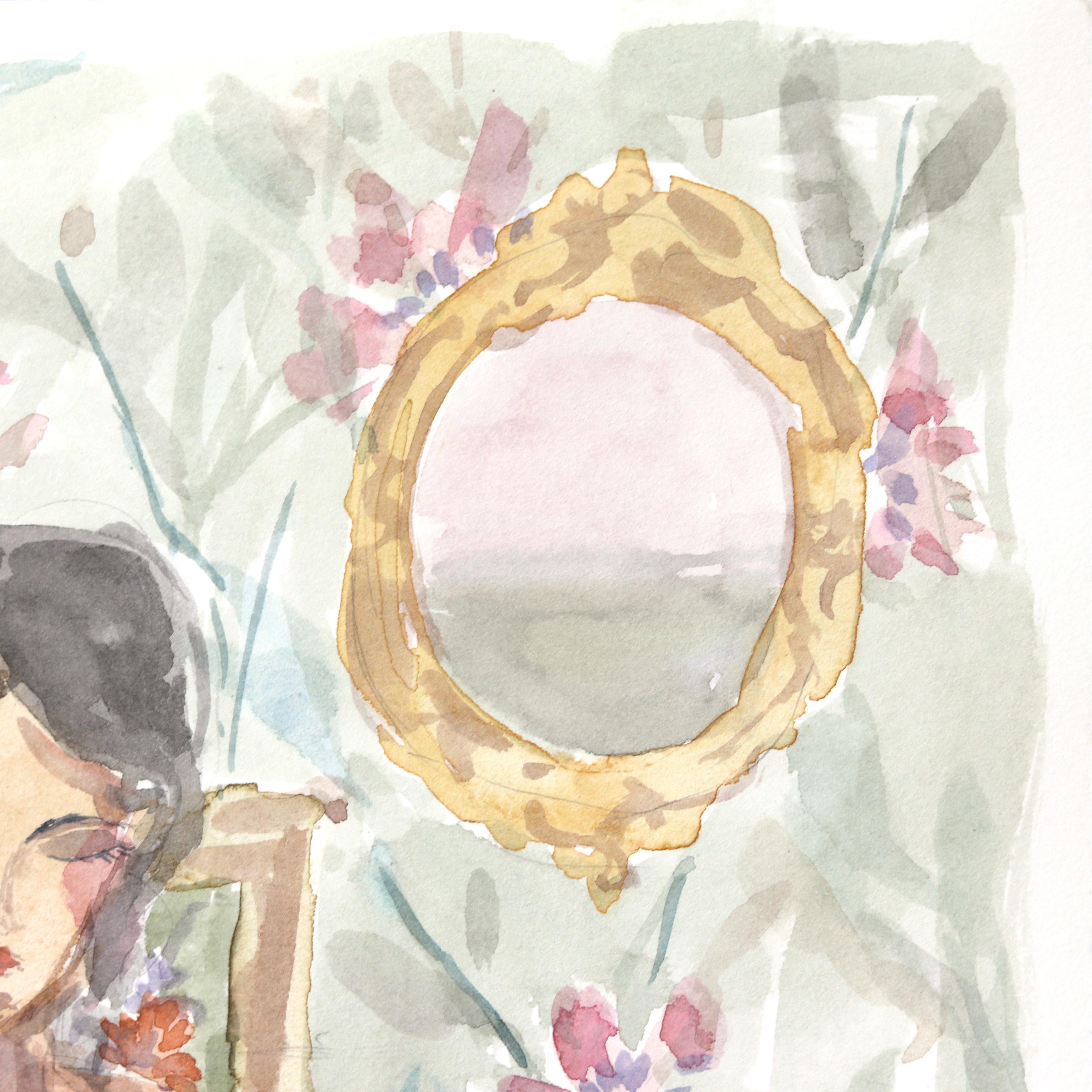 Lounging III – Figuratives Aquarell-Aktporträtgemälde auf Papier (Zeitgenössisch), Art, von Ama Liyanage