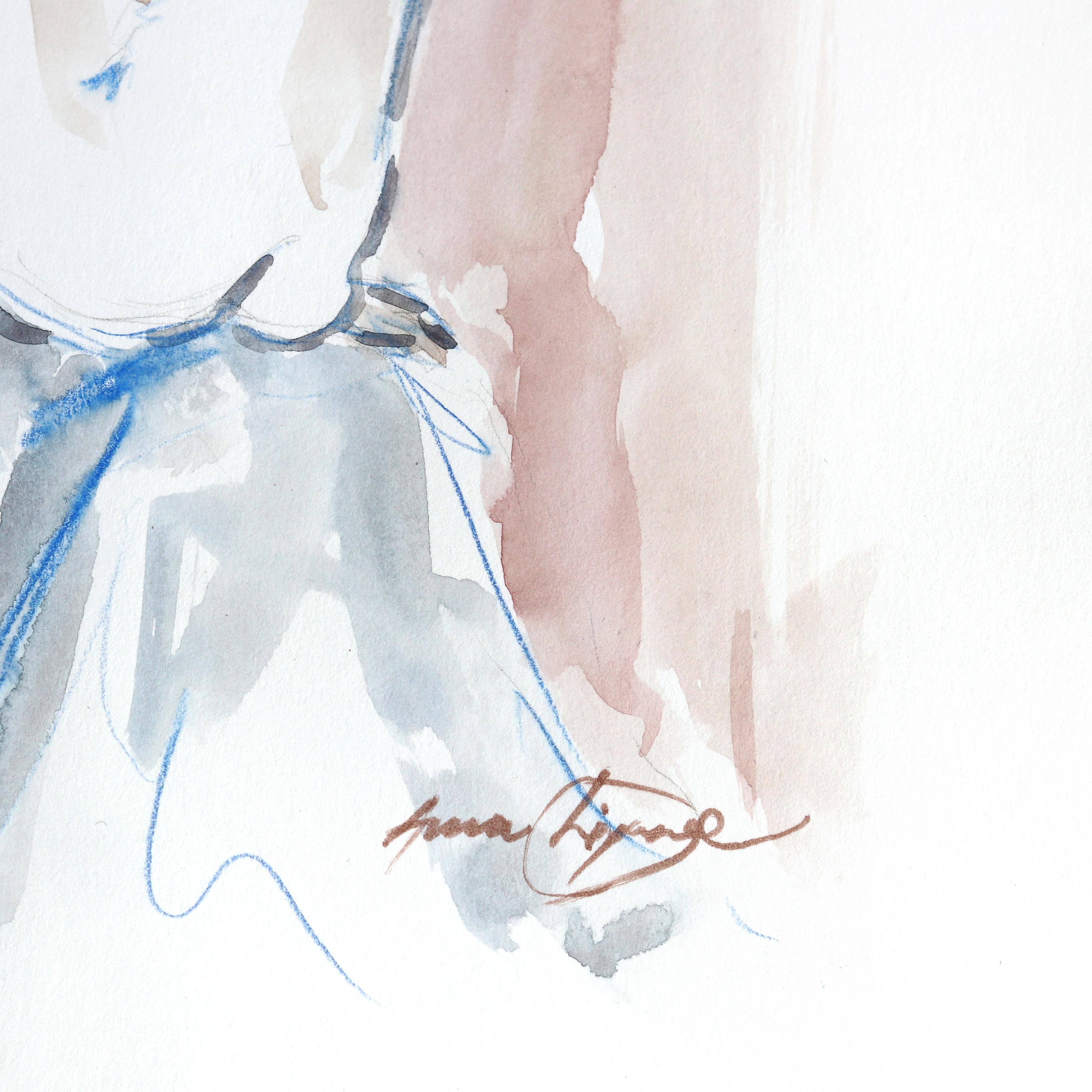 Figure III - Peinture abstraite d'un portrait de nu sur papier en vente 1