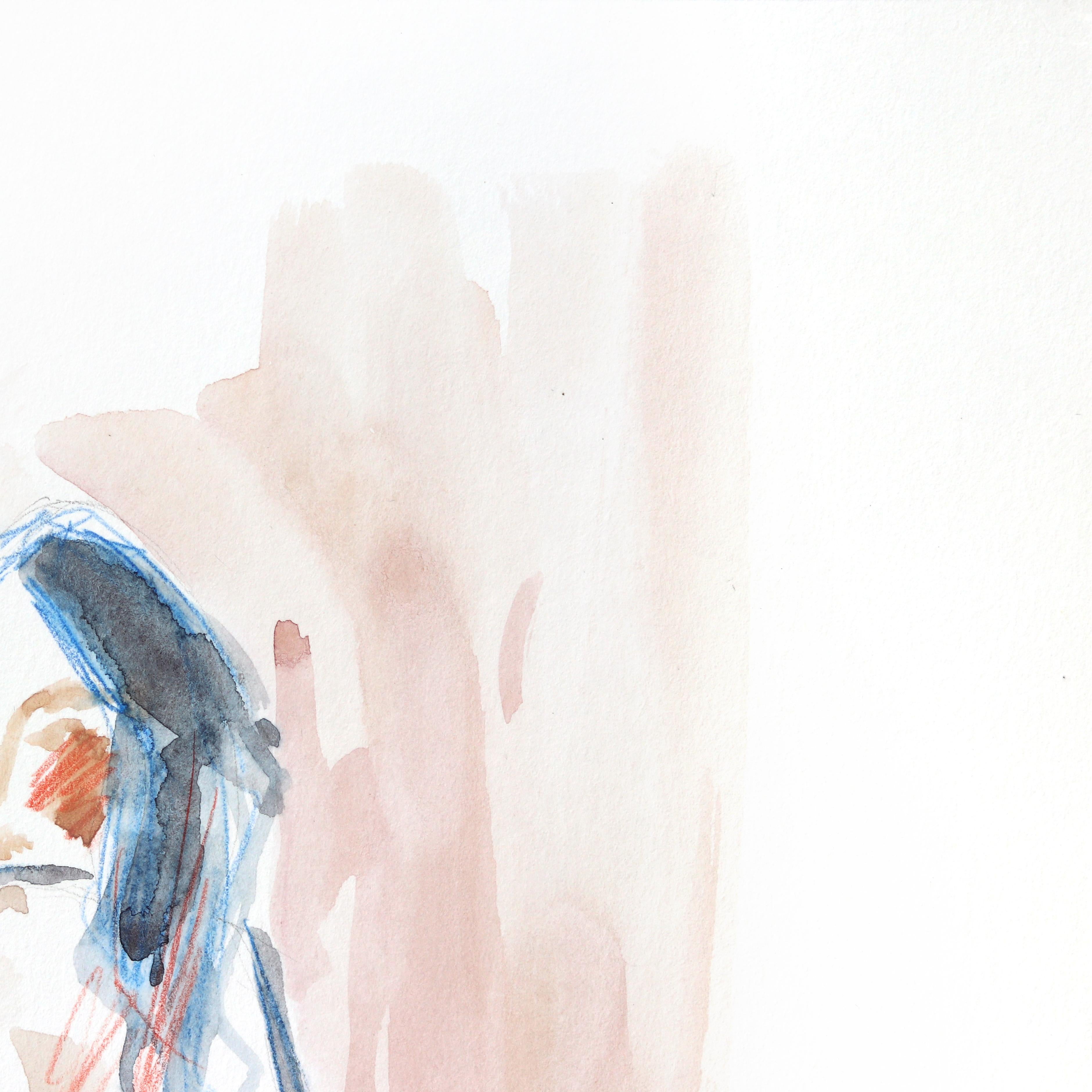 Figure III - Peinture abstraite d'un portrait de nu sur papier - Contemporain Art par Ama Liyanage
