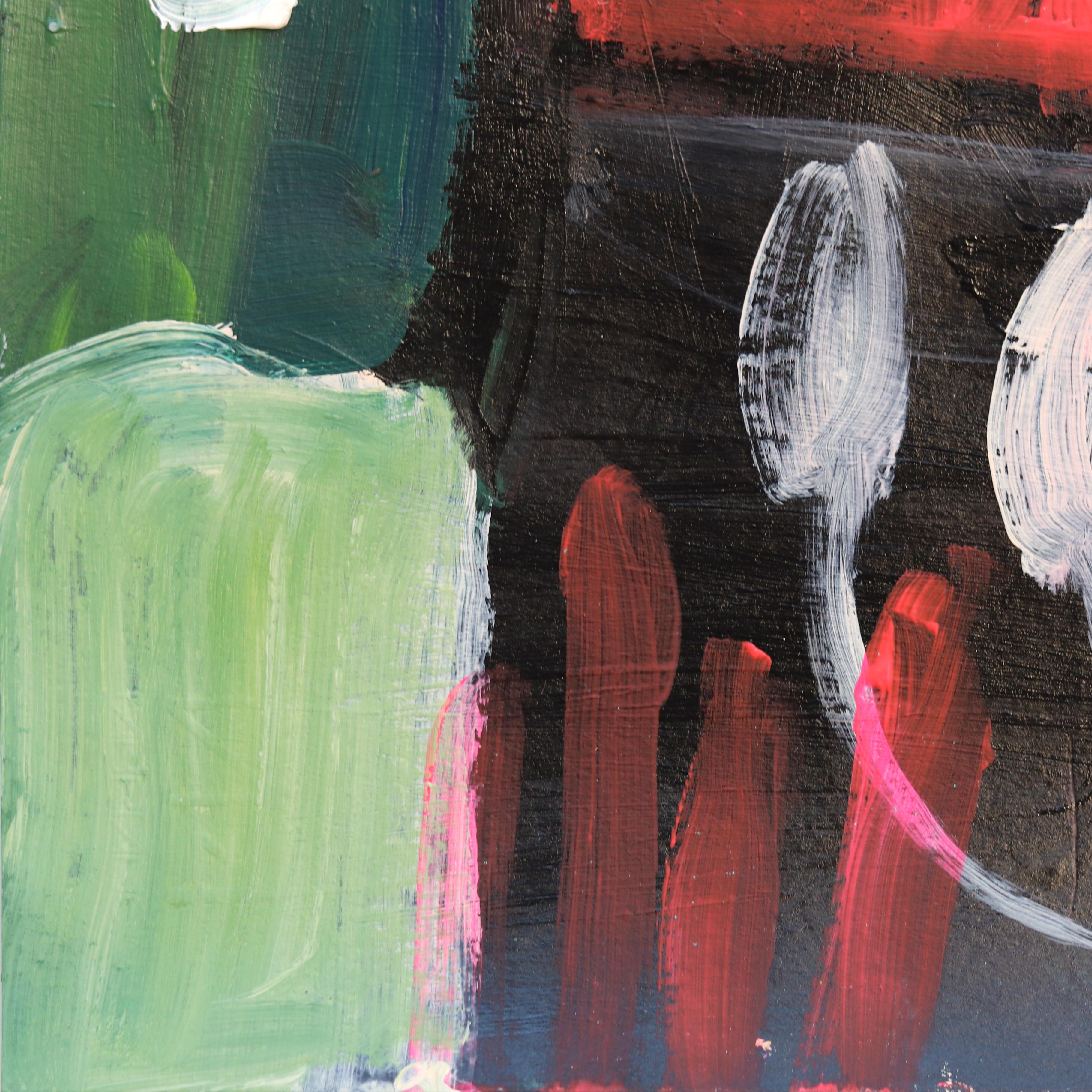 Years In Your Years - Abstract Feminine Colorful Figurative Artwork on Paper - Gray Figurative Painting by Silvia Pavarini