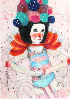 Gomiti sbucciati e coriandoli colorati - Opera d'arte figurativa di fantasia su carta
