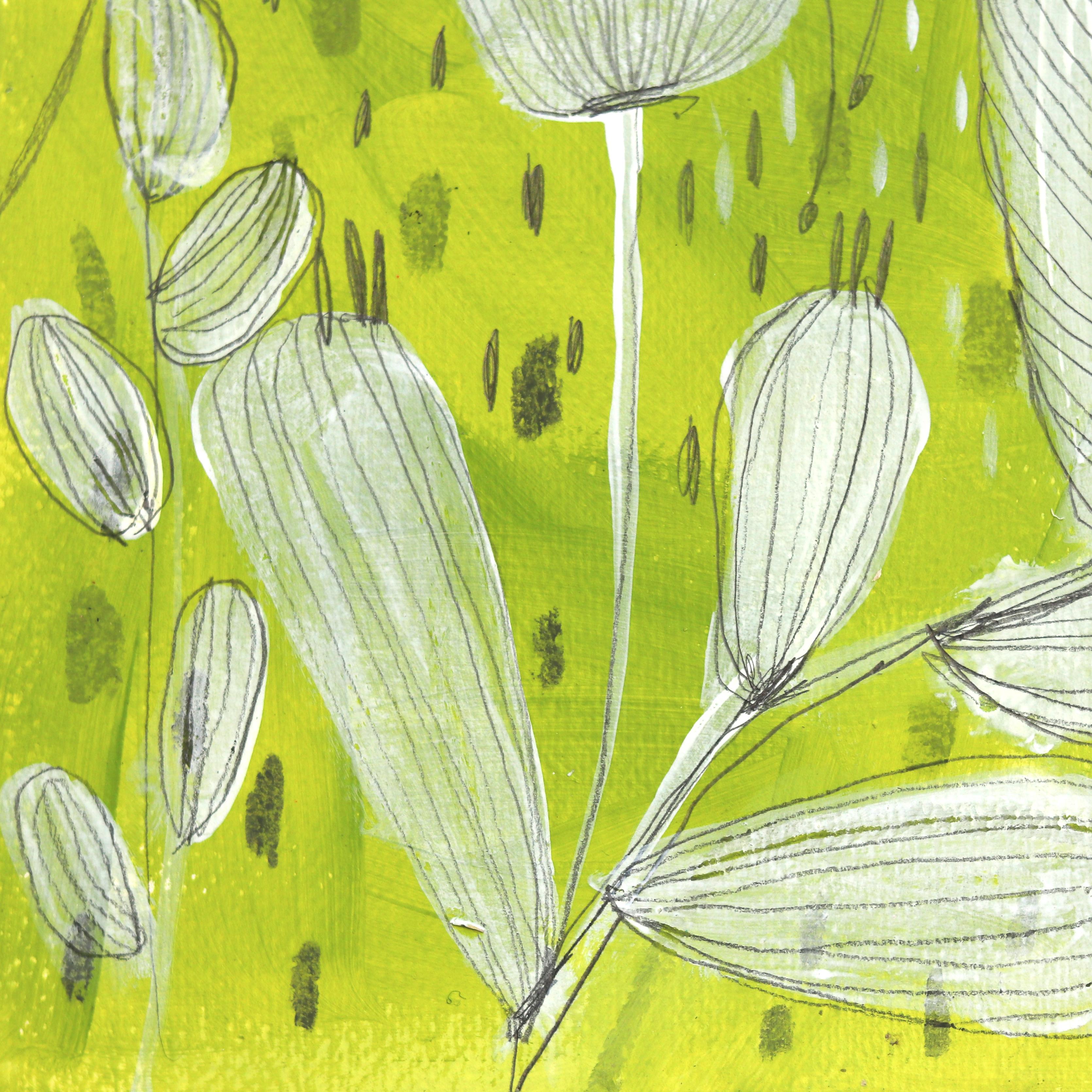 In The Sound of a Bell - Fantasy Figurative Nature-Inspired Artwork on Paper For Sale 2