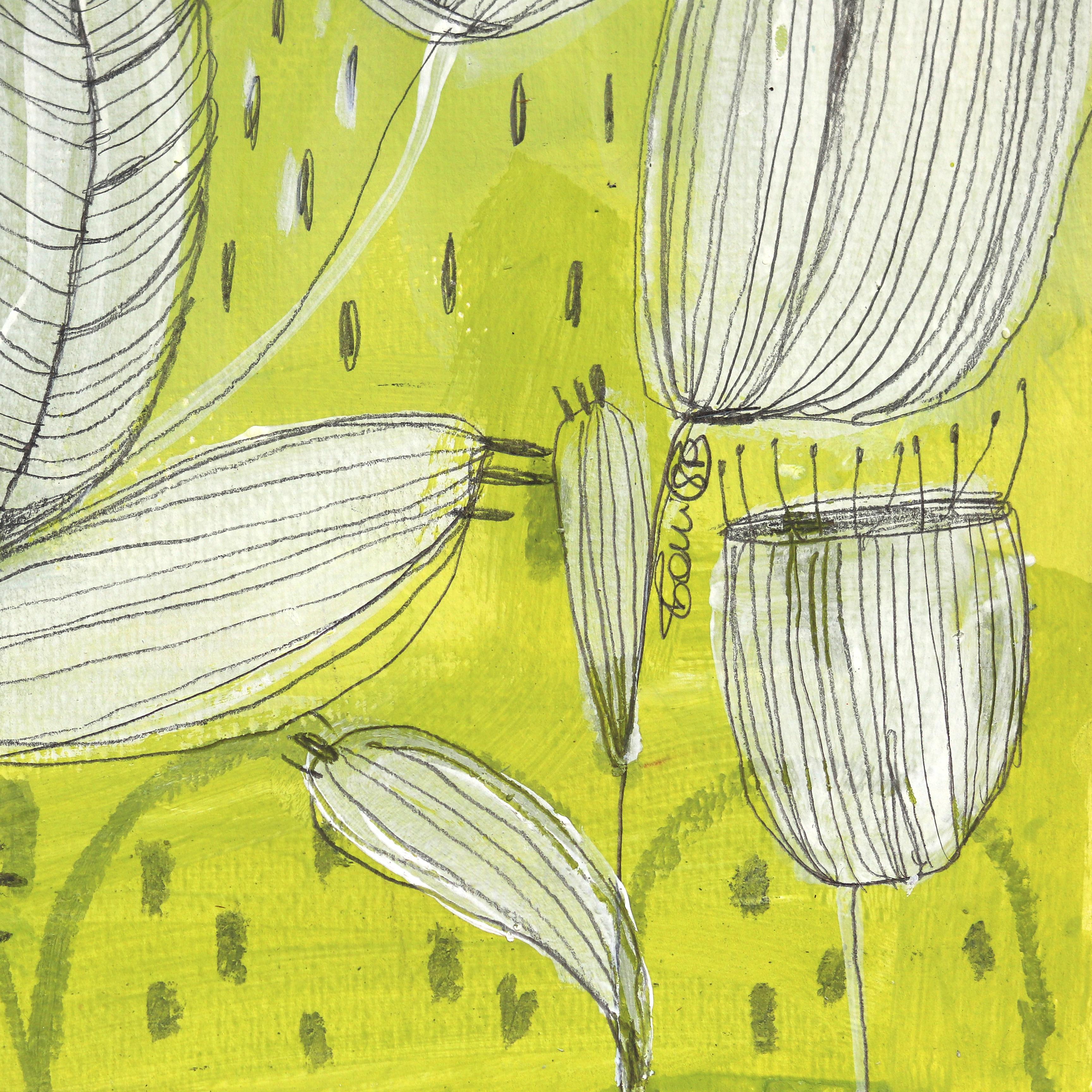 In The Sound of a Bell - Fantasy Figurative Nature-Inspired Artwork on Paper For Sale 3