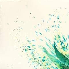 Aloe Vera - Abstract Green Blue Contemporary Botanical Artwork on Paper