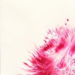 Peinture dramatique de libellule rose abstraite à fleurs botaniques