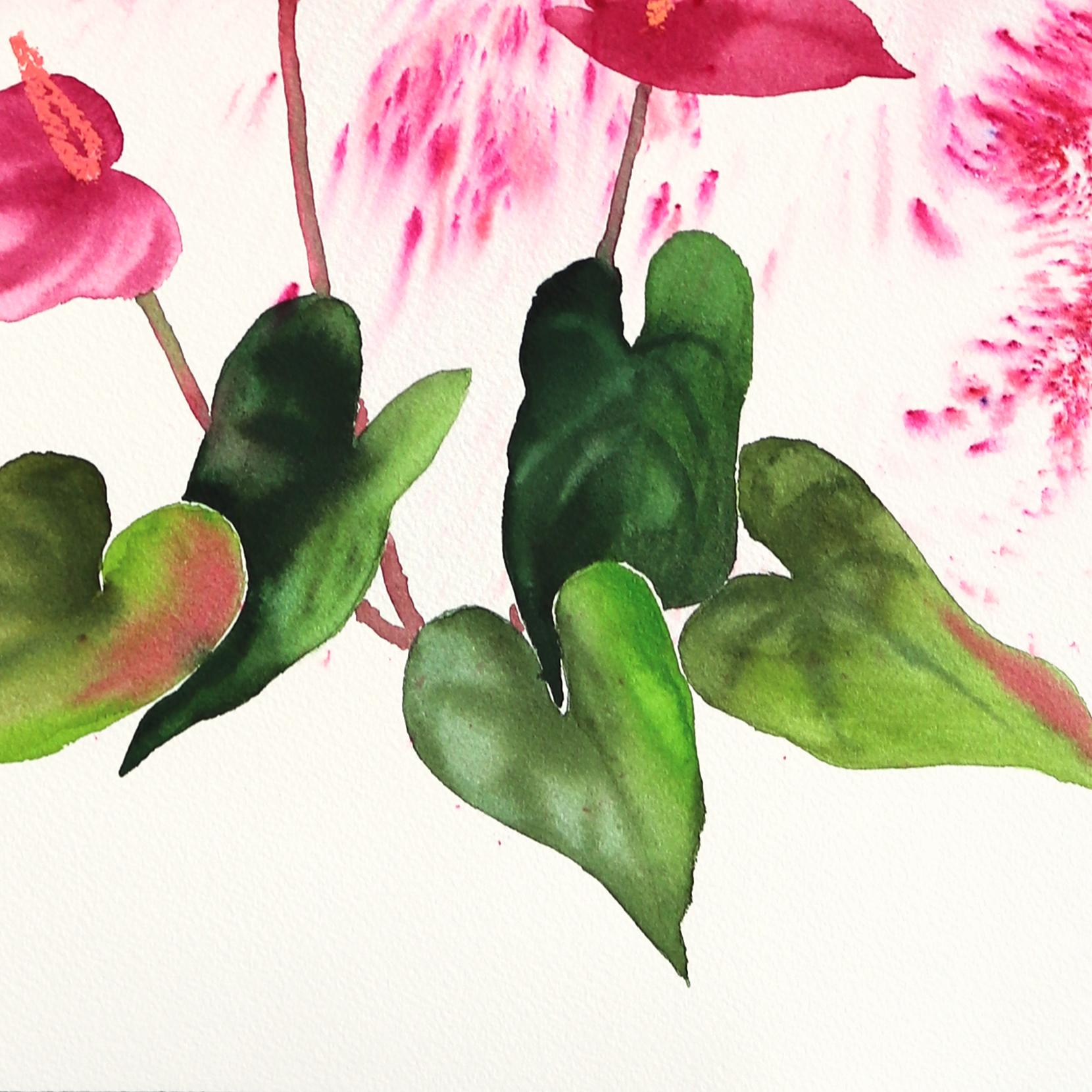 Flamingo Lily - Dramatic Abstract Pink Botanical Floral Still Life Painting For Sale 1