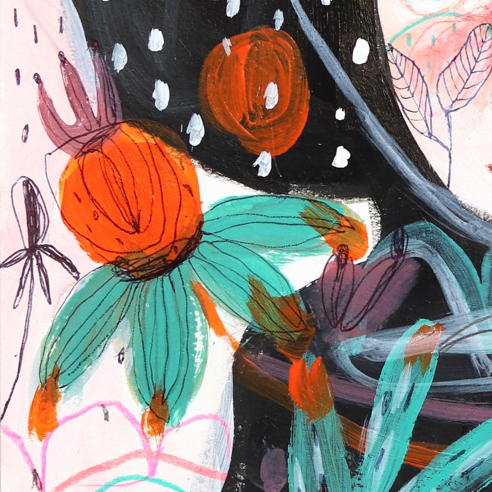 Hypnotic Nature - Opera d'arte figurativa botanica femminile di fantasia su carta in vendita 2