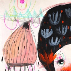 Little Spark- Vibrante Fantasía Femenina Obra de Arte Figurativa Botánica sobre Papel