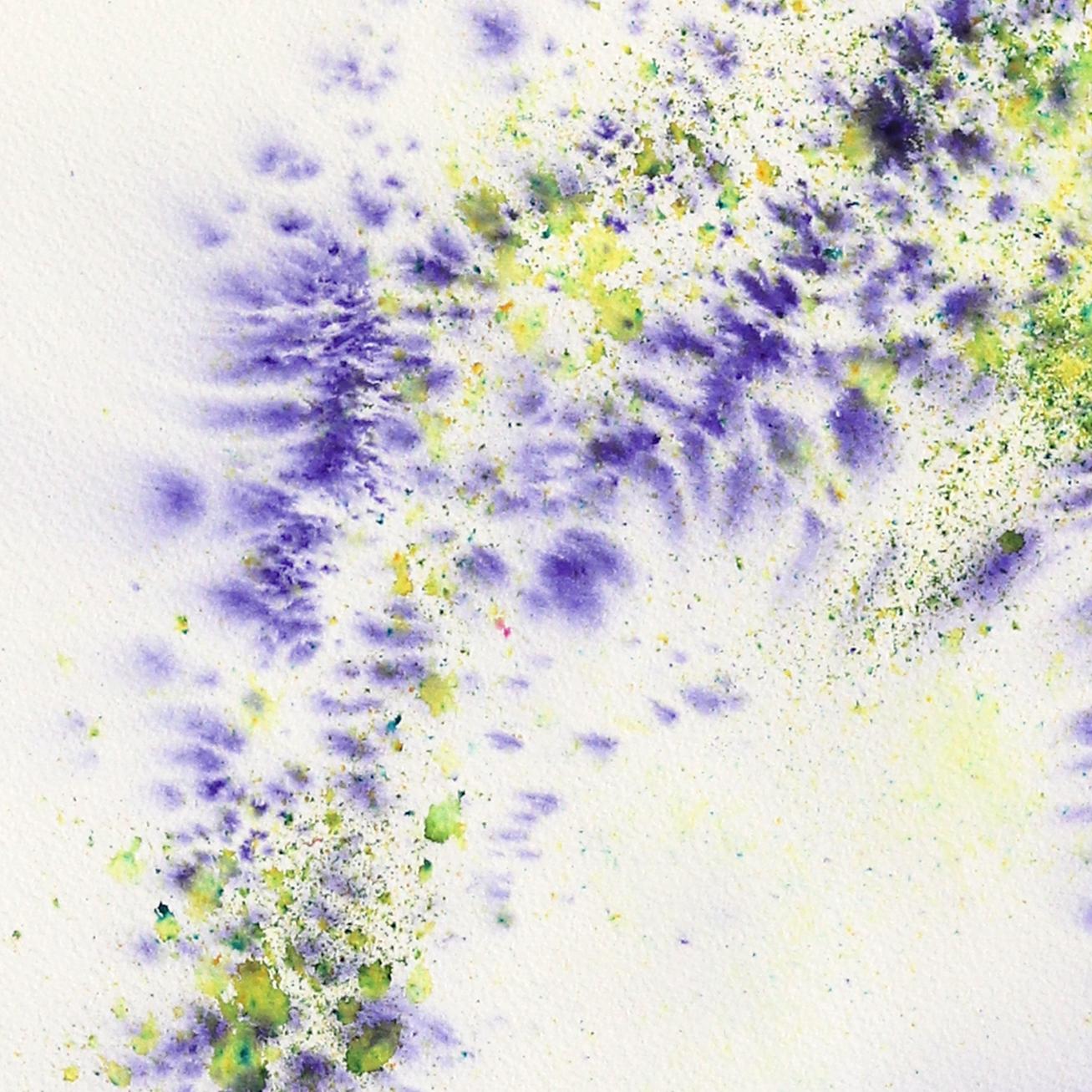 Fiore di corniolo - Drammatico quadro astratto botanico floreale viola di natura morta in vendita 3