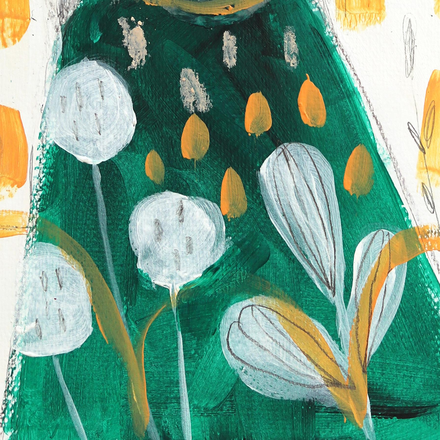 Little Flower Bug - Fantastica opera d'arte figurativa botanica su carta in vendita 3