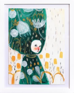 Little Flower Bug - Fantastica opera d'arte figurativa botanica su carta