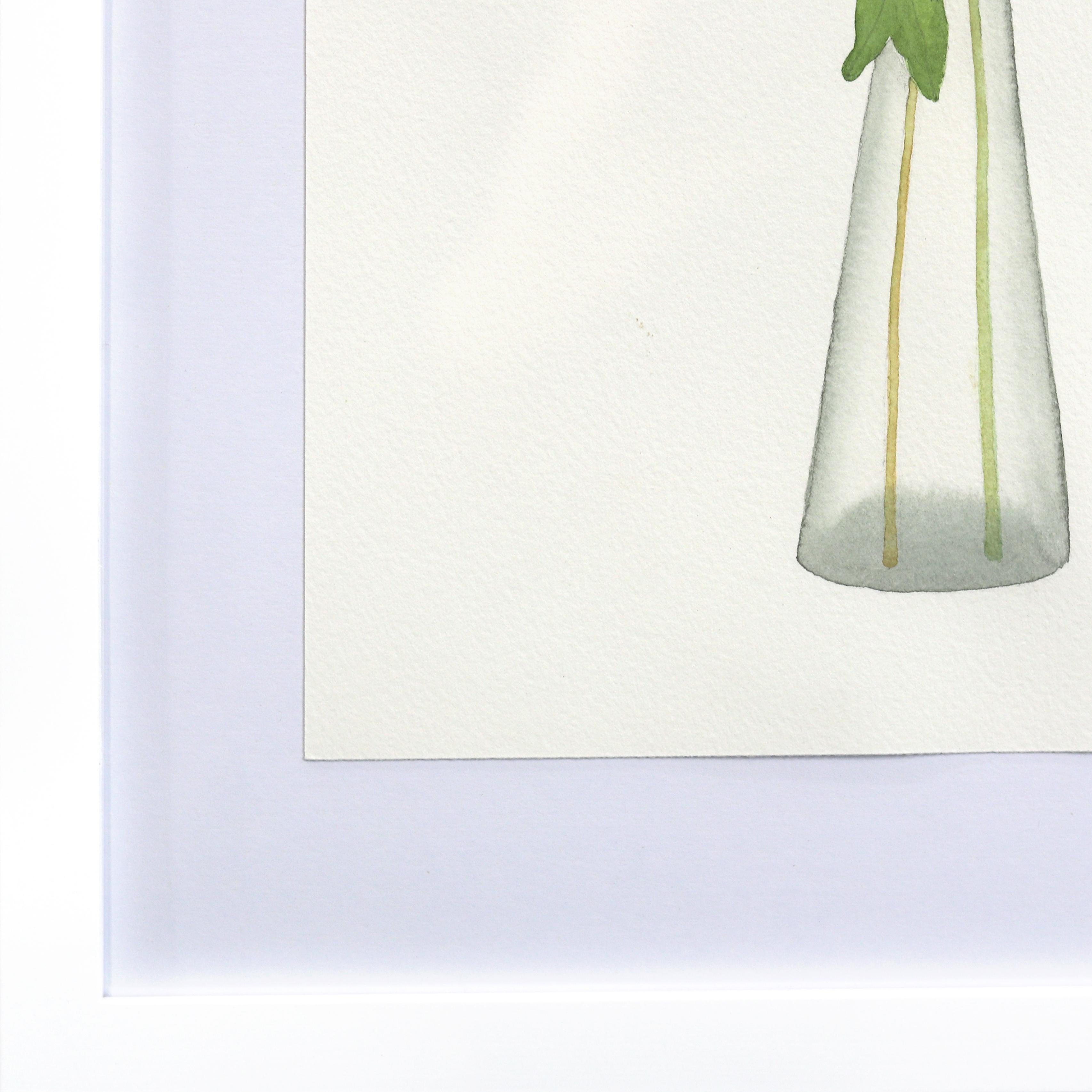 Goldener gekrümmter Blumenstrauß in Vase - Elegantes geblümtes Stillleben, gerahmt im Angebot 4