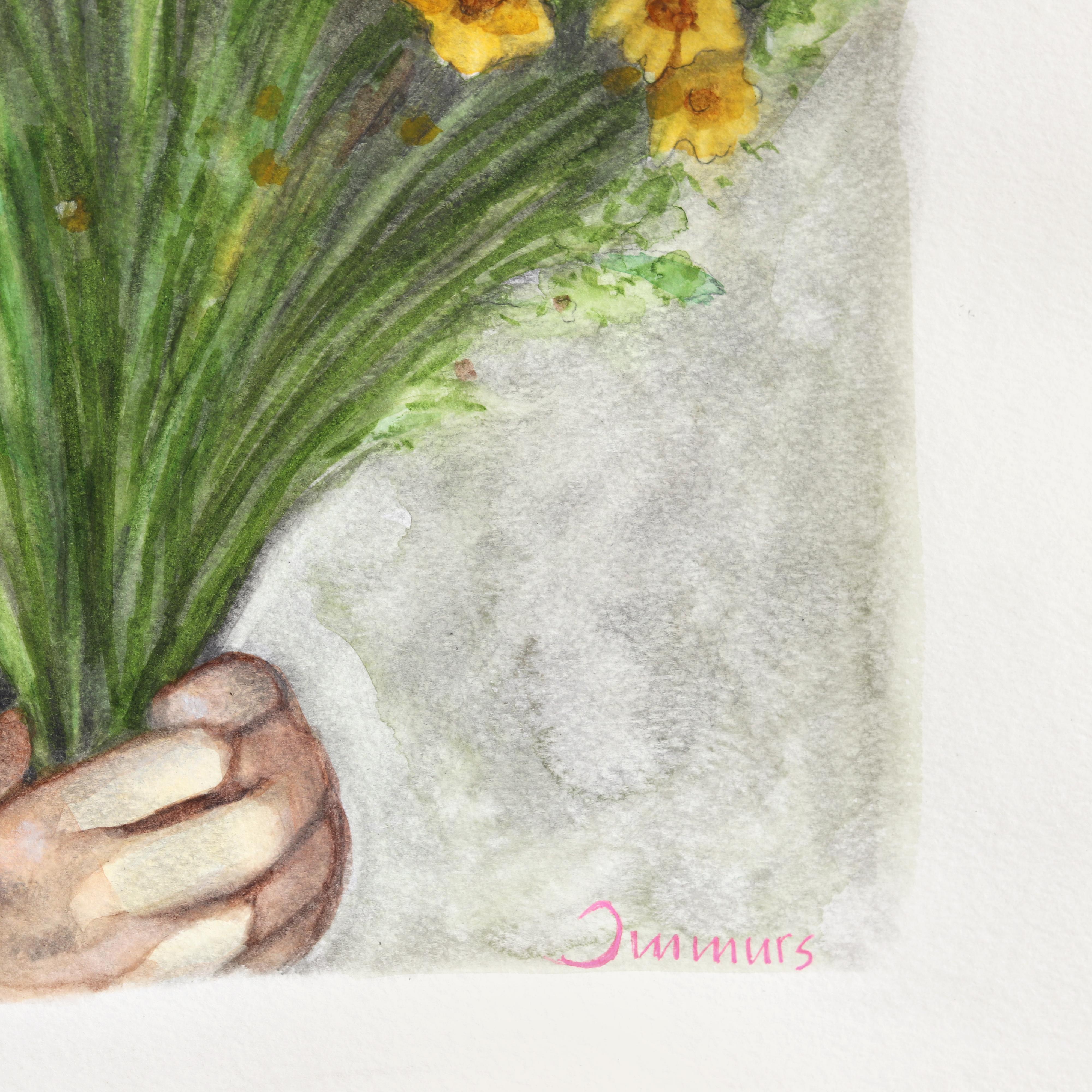 The Whispers Had Changed - Figuratives Porträt-Aquarell-Graphit-Kunstwerk mit Graphit im Angebot 1