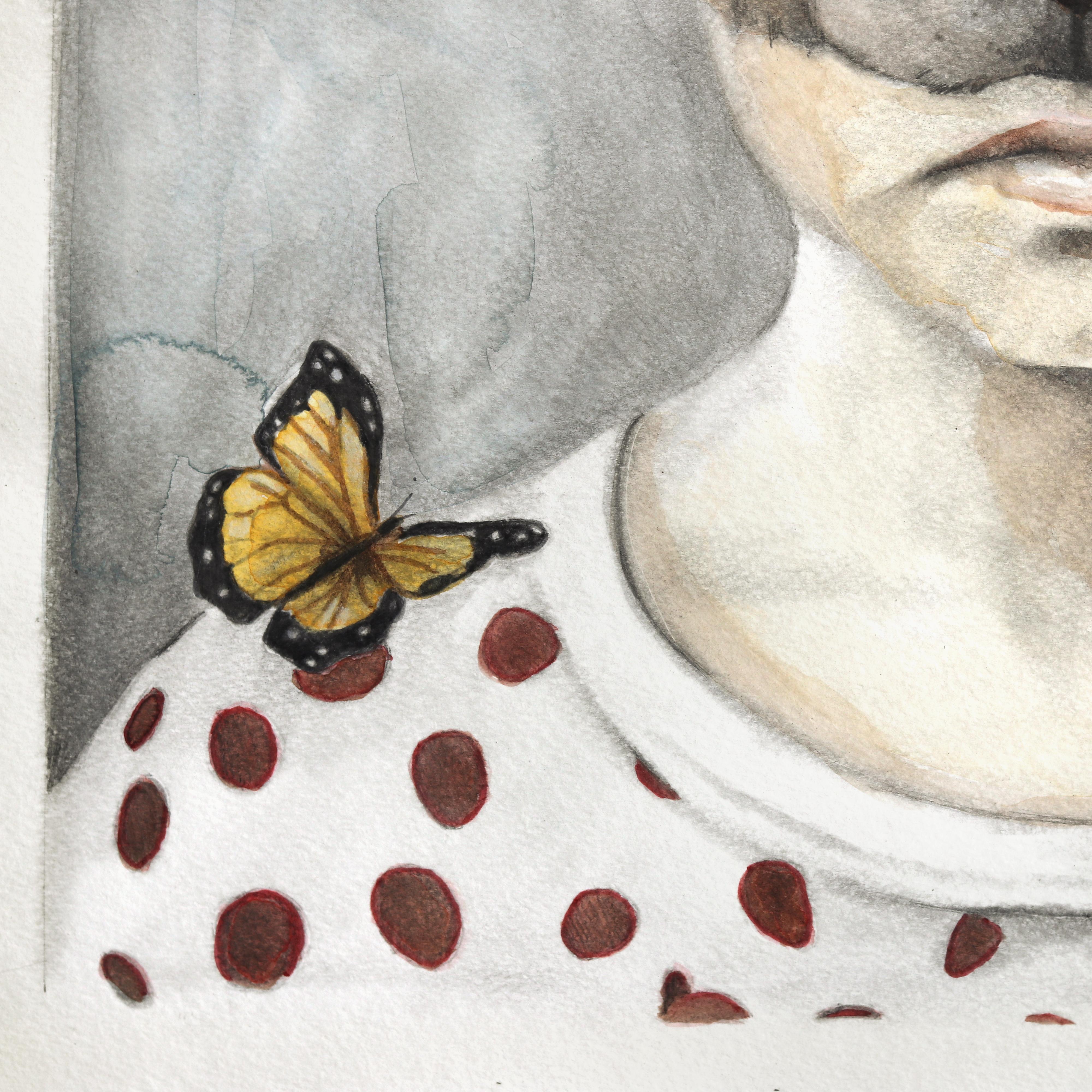 Wenn sie genau hinschauen, werden sie finden - Figuratives Aquarellkunstwerk (Beige), Figurative Art, von Amanda Immurs