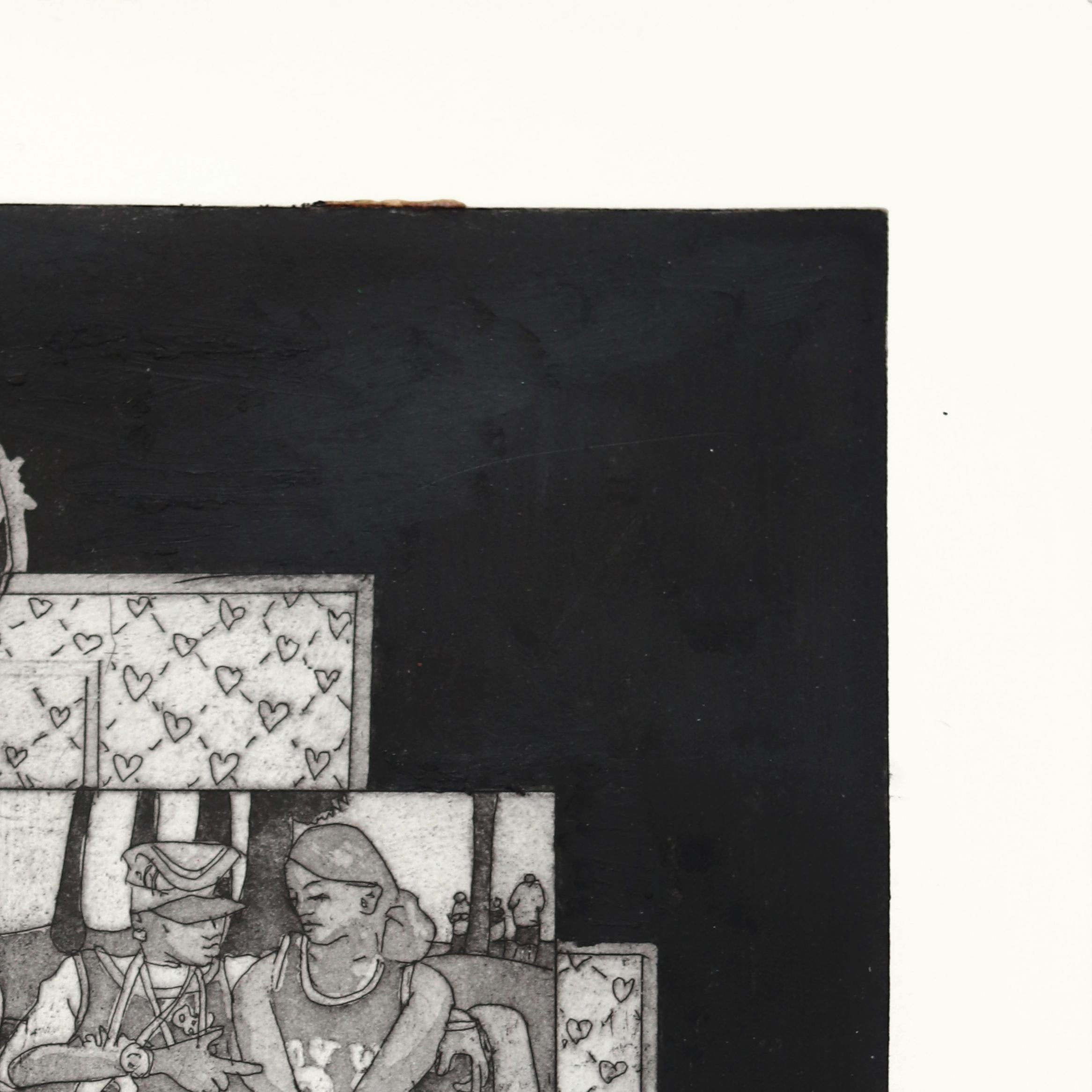 She Makes Me Want to Get My Shit Together - Contemporary Narrative B&W Artwork For Sale 1