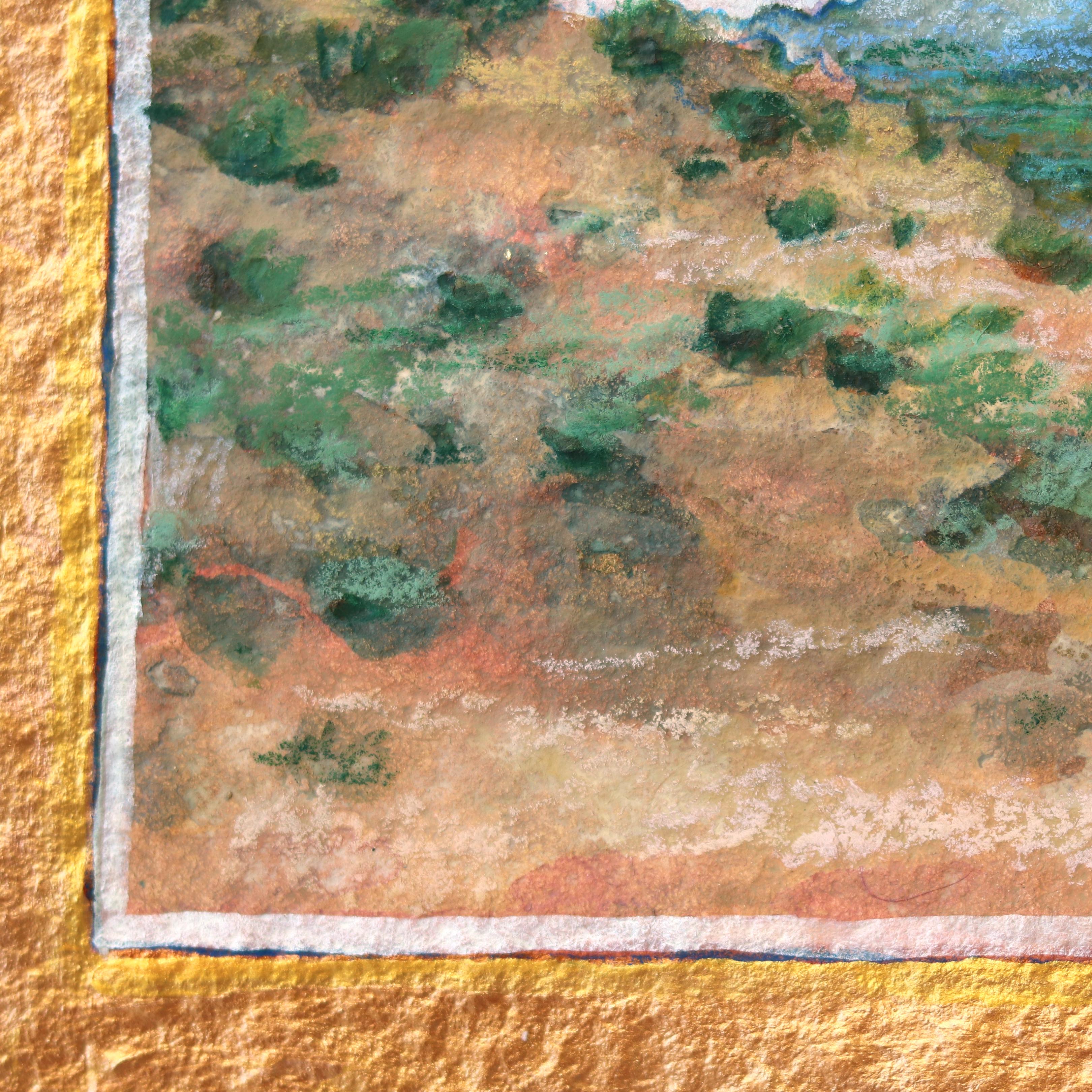 Amarillo By Morning - Desert Landscape Nature Gemälde auf handgeschöpftem Papier im Angebot 1
