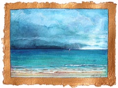 Hurricane Horizon - Pittura di natura morta su carta fatta a mano con paesaggio marino sereno