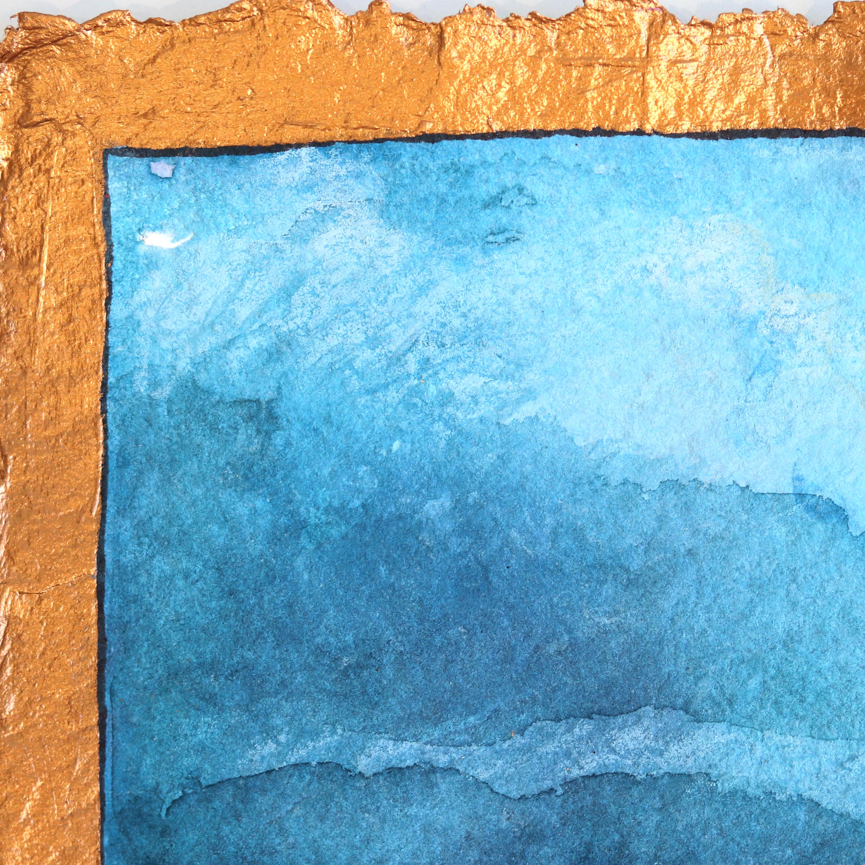 Hurricane Horizon - Serene Seelandschaft Stillleben Gemälde auf handgeschöpftem Papier (Impressionismus), Art, von Michaela Jean