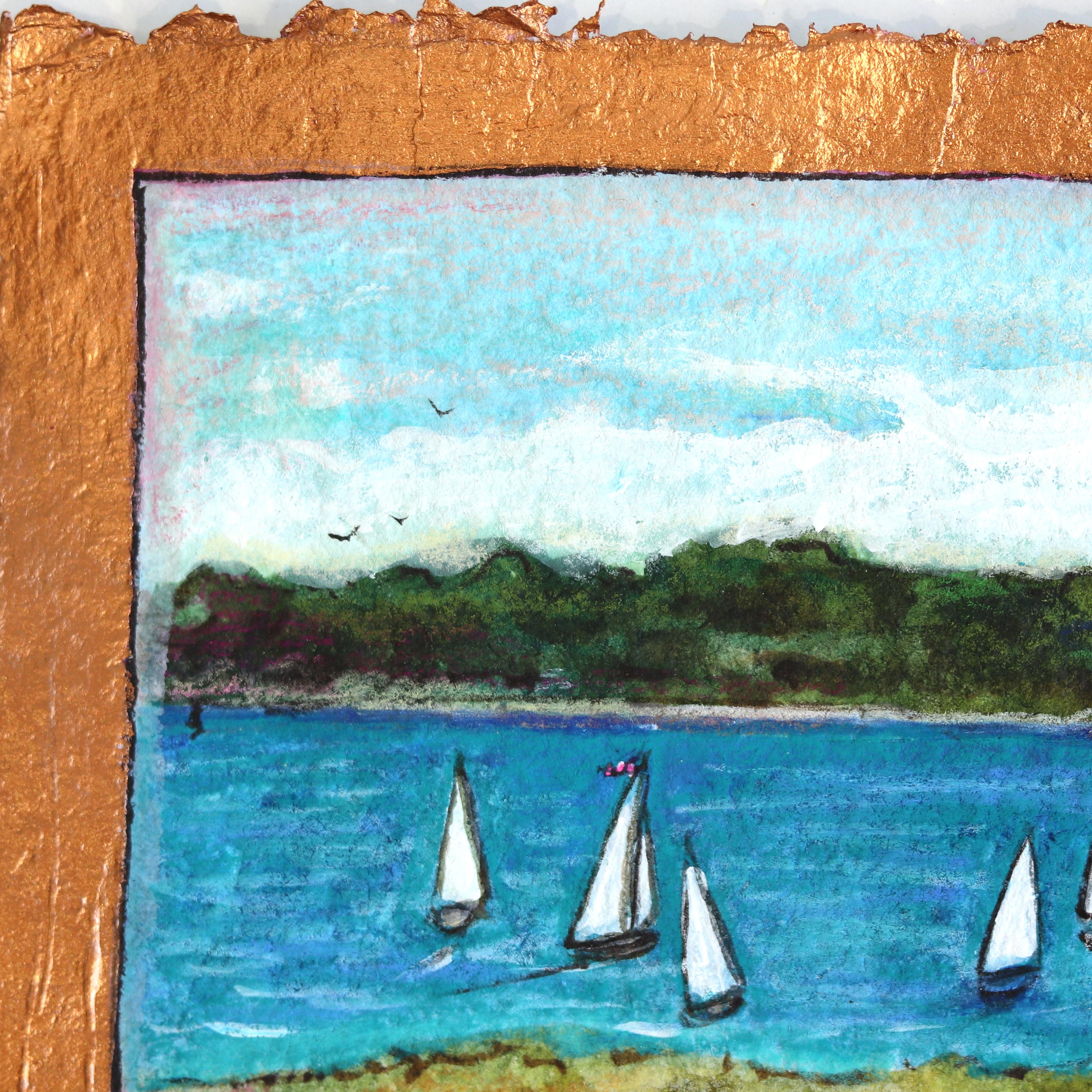 East Coast Regatta - Natura morta in tecnica mista su carta fatta a mano - Painting di Michaela Jean