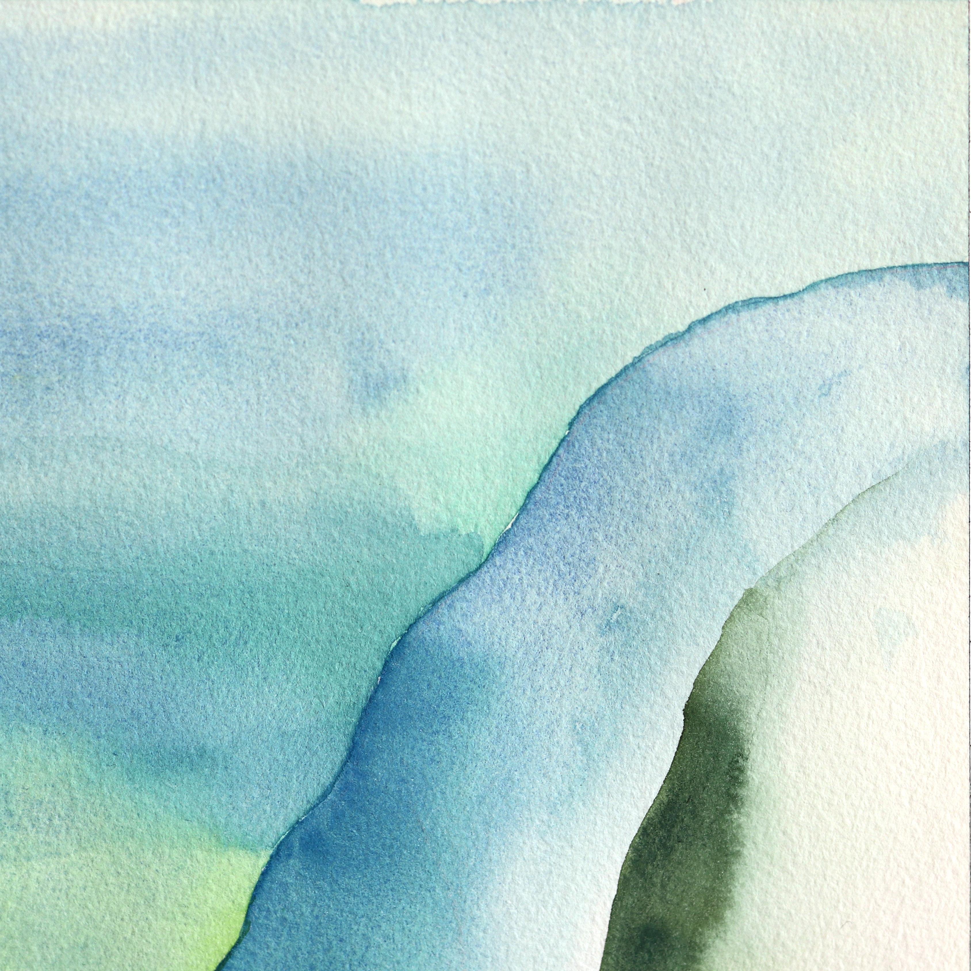 Rainbowland Inlet - Abstract Colorful Dreamy Landscape Watercolor Painting - Contemporary Art by Xiao Wen Xu