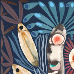 Plantas en Macetas de Cerámica - Pintura Botánica Abstracta Colorida Original sobre Papel