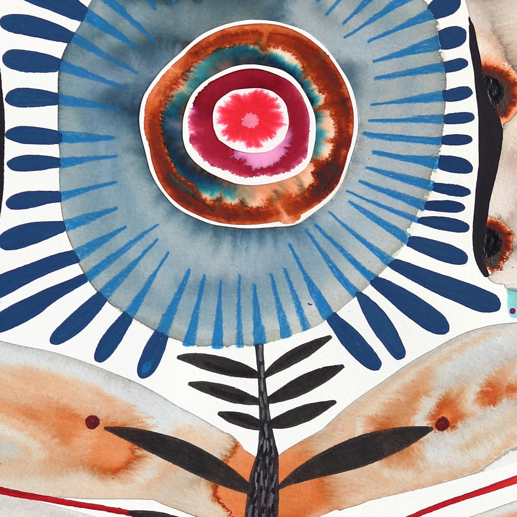 Plants in Pottery Pot 2 - Original Abstract Colorful Botanical Painting on Paper For Sale 2