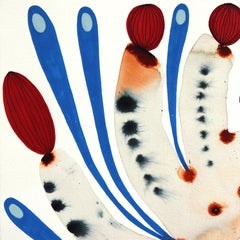 Flor de Luna Planta en Maceta - Pintura Botánica Abstracta Colorida y Animada sobre Papel