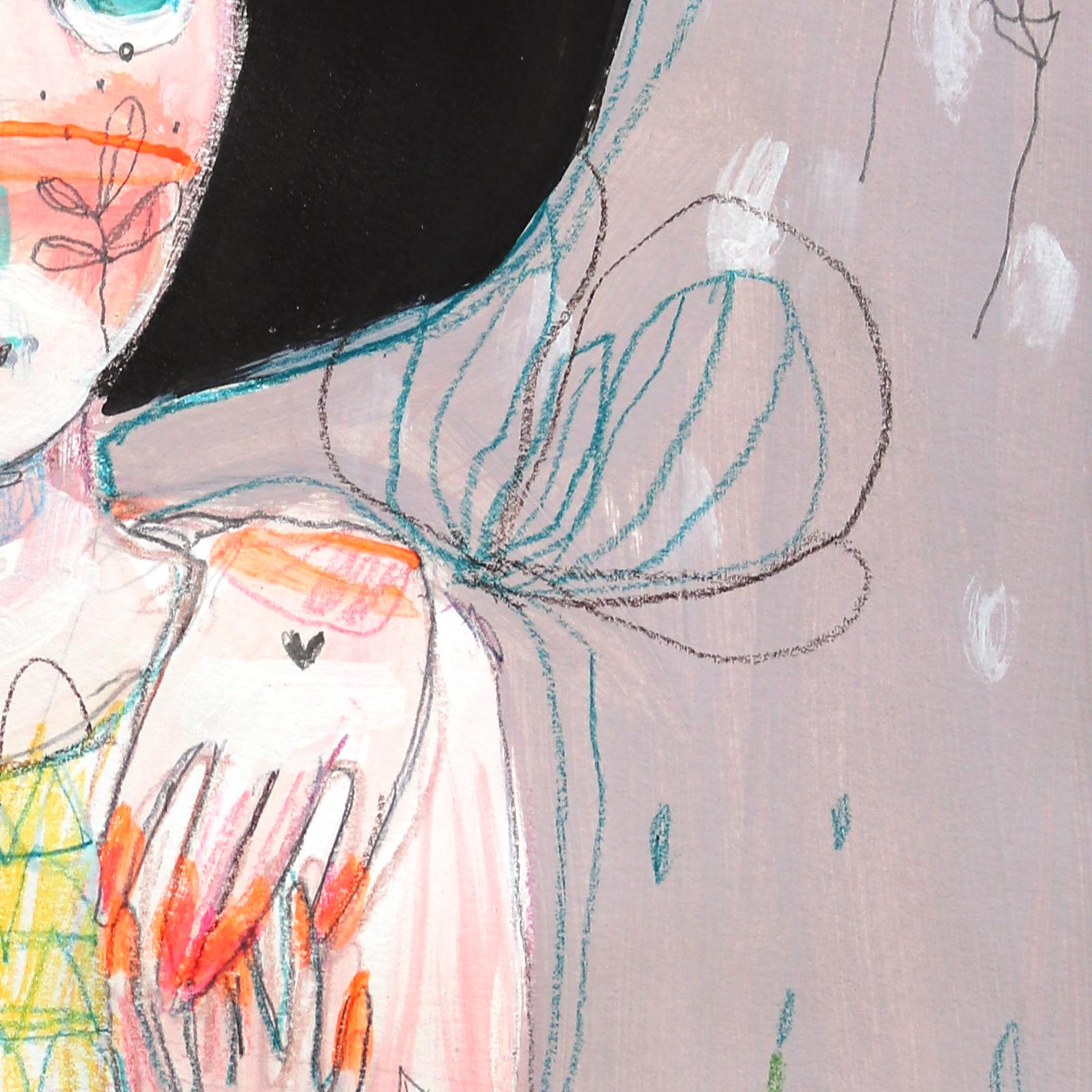 Kindred  Almas - Obra de Arte Figurativa Femenina Fantasía Original sobre Papel - Painting de Silvia Pavarini