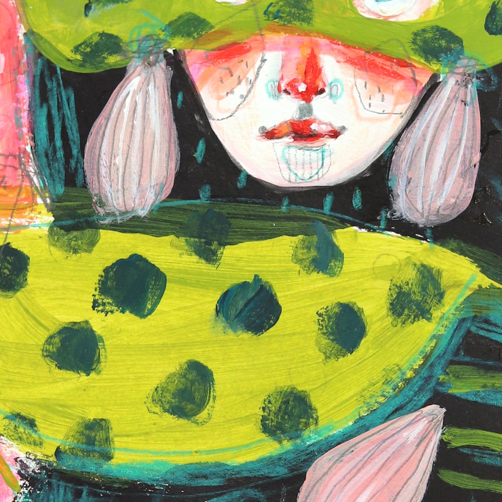 June in the Meadows - Buntes, skurriles, figuratives, weibliches Kunstwerk auf Papier (Surrealismus), Art, von Silvia Pavarini