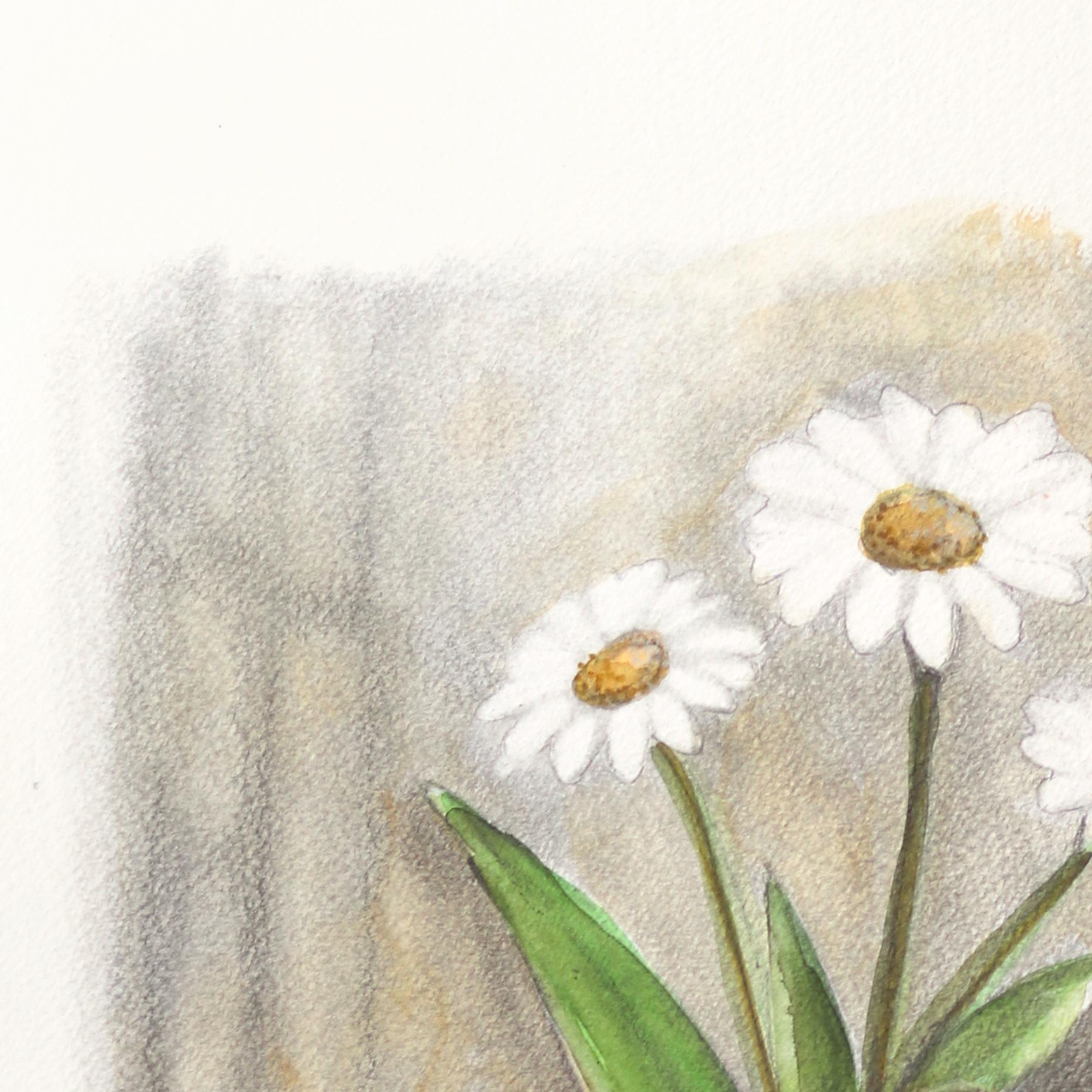 Parler à qui écoute - Aquarelle surréaliste figurative - Art de Amanda Immurs
