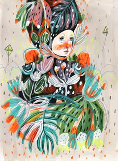 Exotic - Original Abstract Colorful Whimsical Figurative Feminine Art on Paper