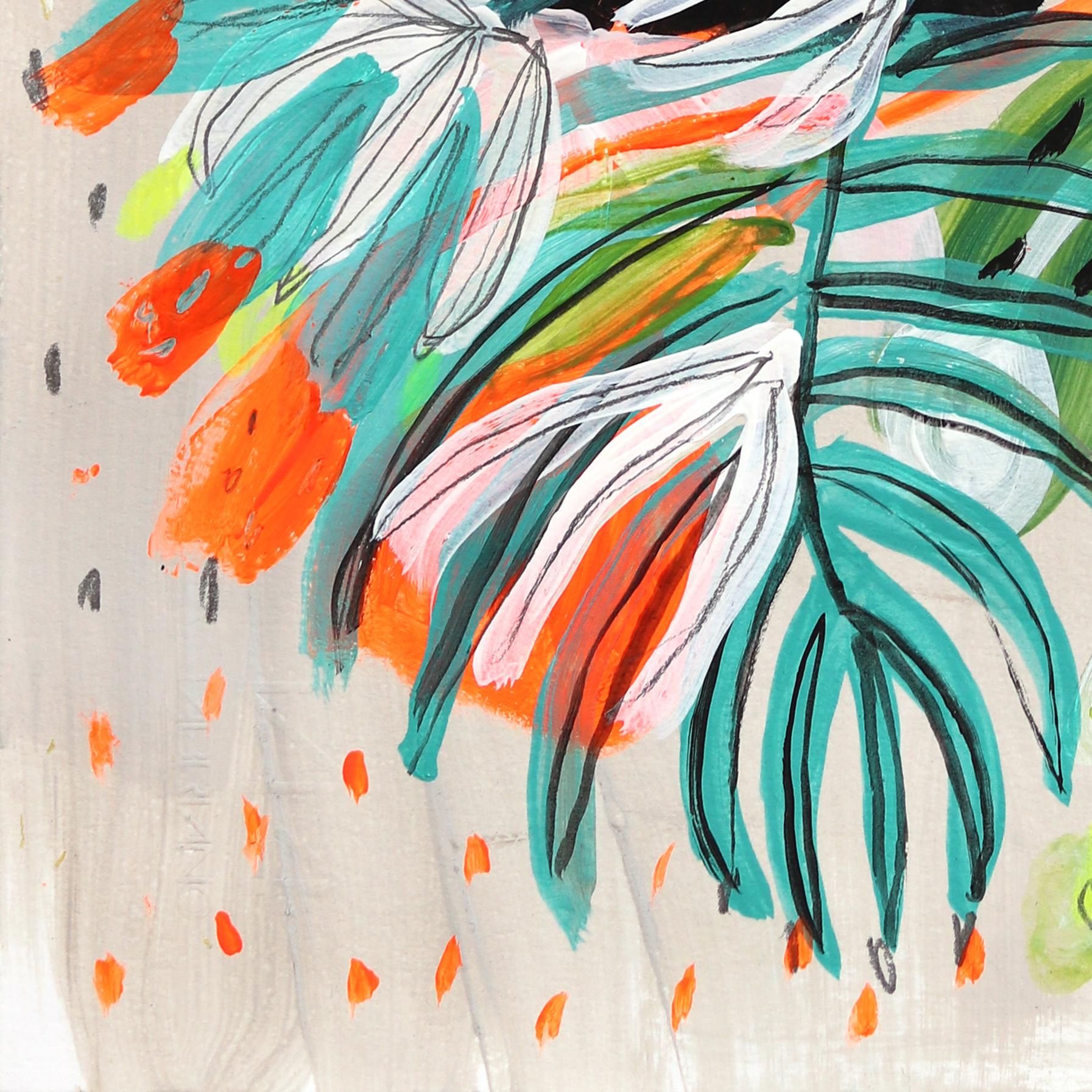 Exotic - Original Abstract Colorful Whimsical Figurative Feminine Art on Paper For Sale 1