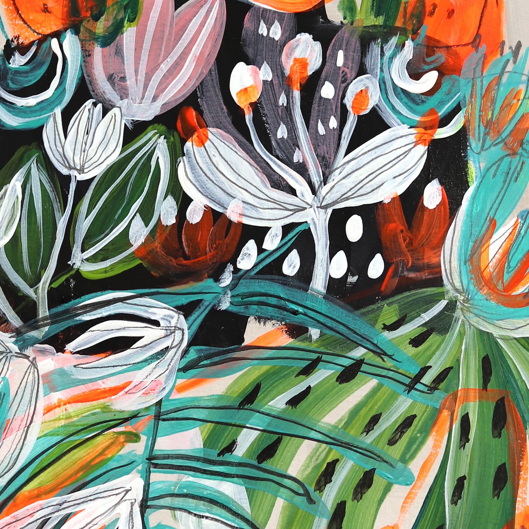 Exotic - Original Abstract Colorful Whimsical Figurative Feminine Art on Paper For Sale 3