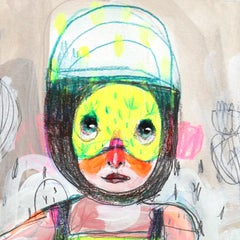Lying in Thoughts - Original Colorful Whimsical Figurative Surreal Art on Paper