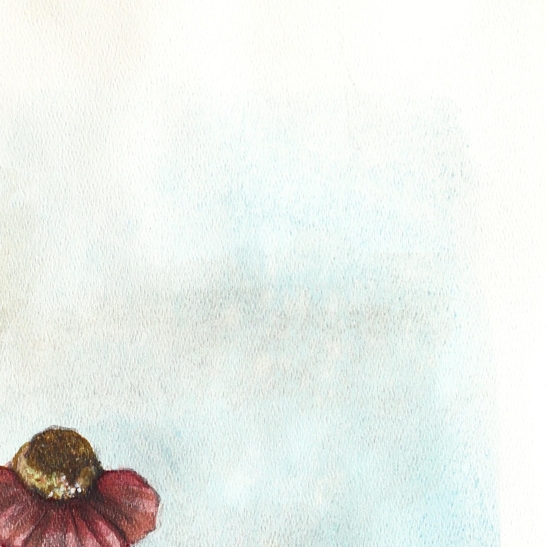 J'aimerais rêver à mes problèmes - Aquarelle surréaliste figurative - Gris Figurative Art par Amanda Immurs