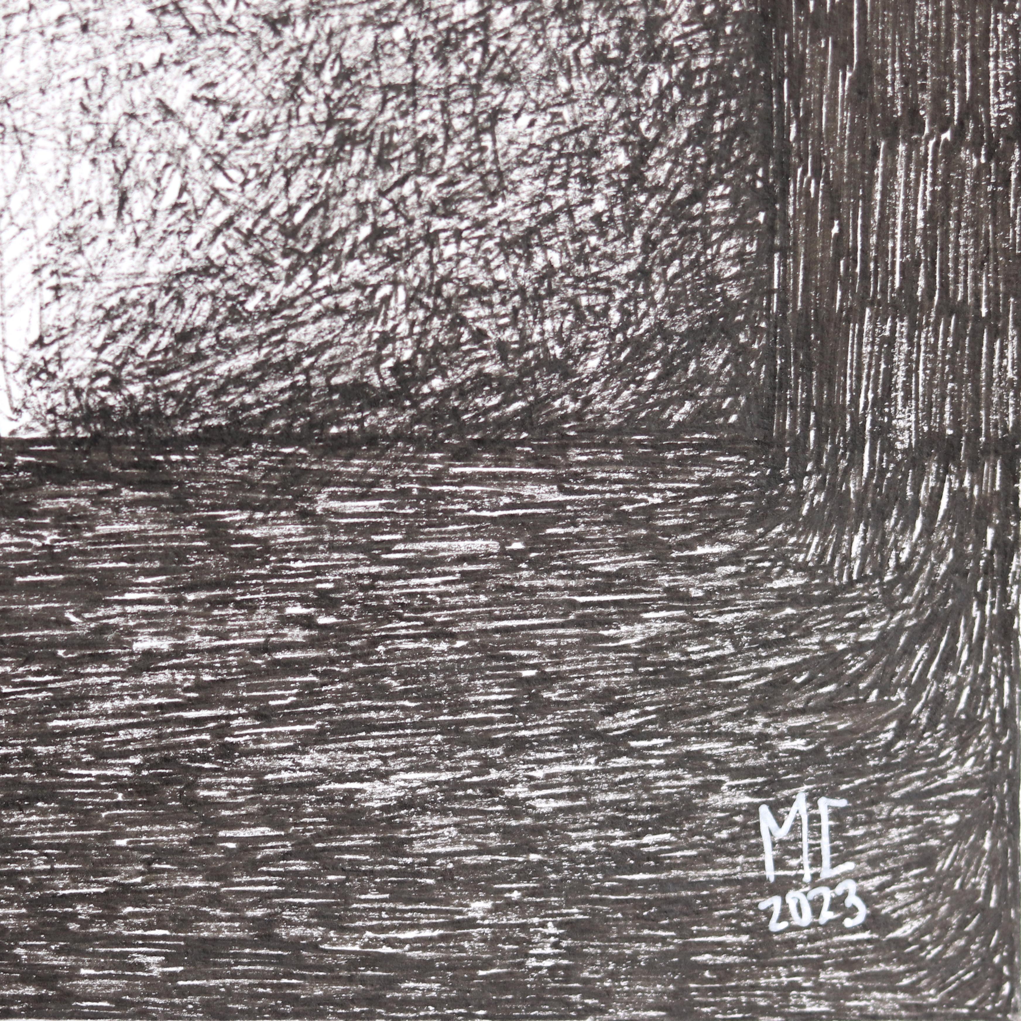 Arched - Abstract Black and White Figurative Illustrative Ink Artwork on Paper For Sale 4