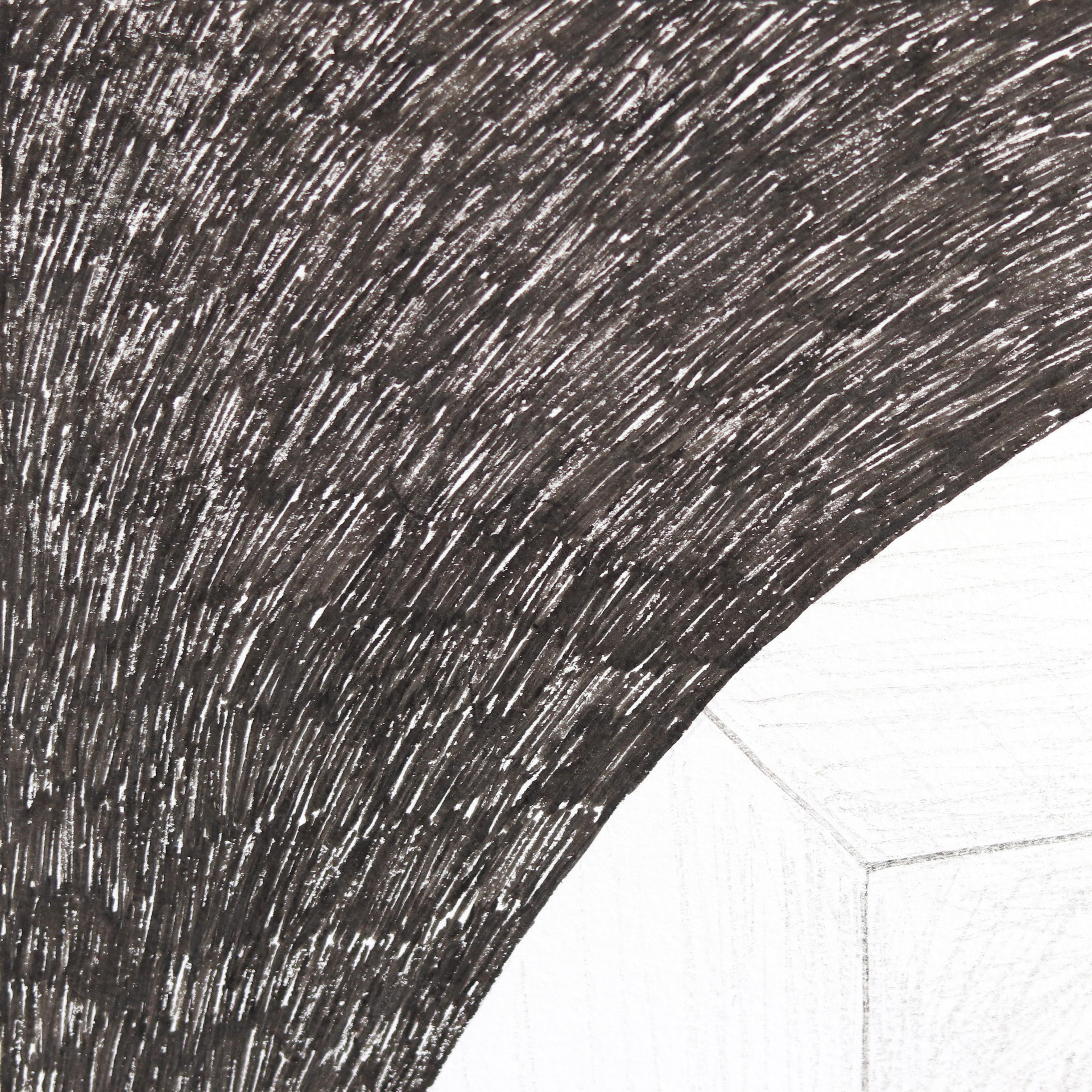 Arched - Abstract Black and White Figurative Illustrative Ink Artwork on Paper For Sale 1