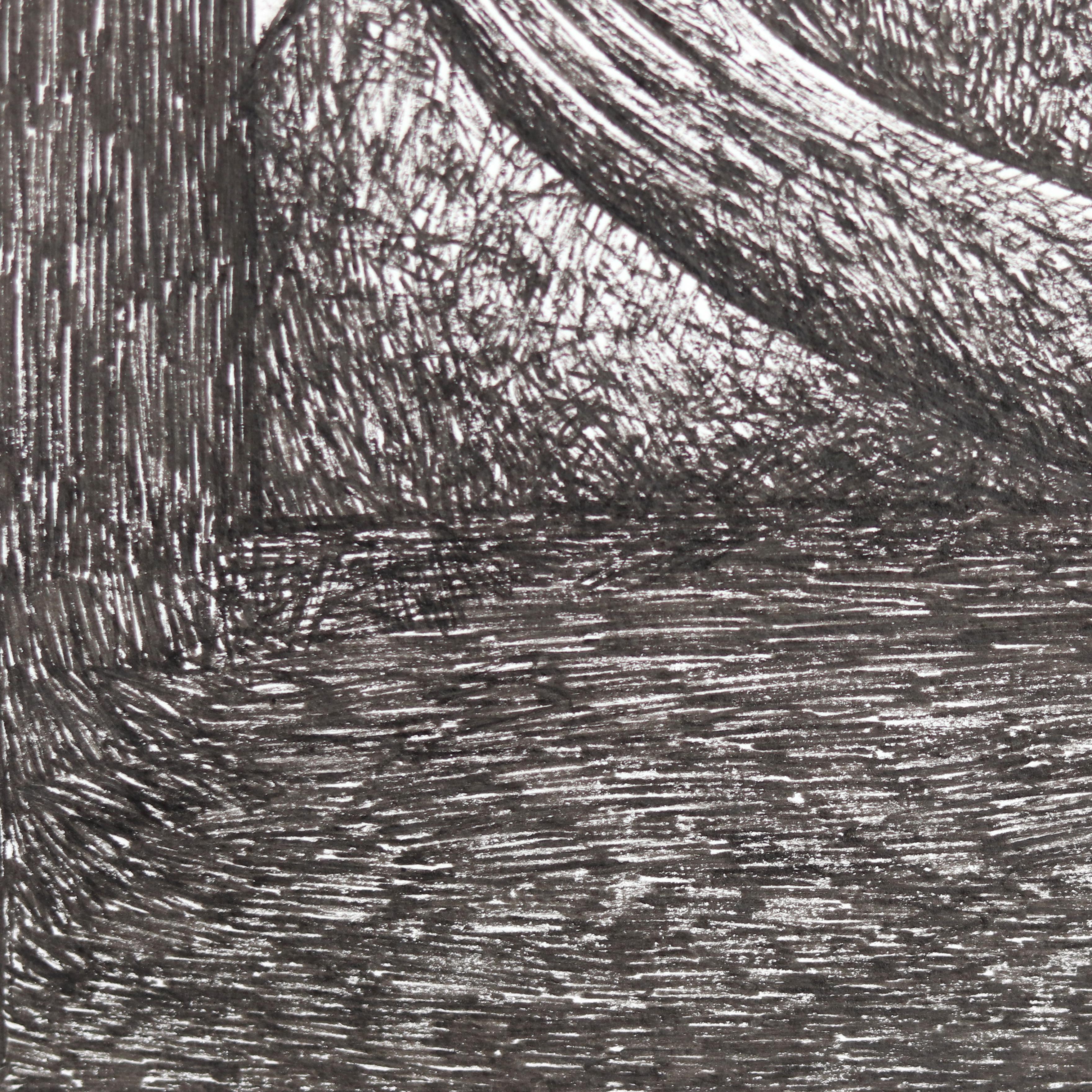 Arched - Abstract Black and White Figurative Illustrative Ink Artwork on Paper For Sale 3
