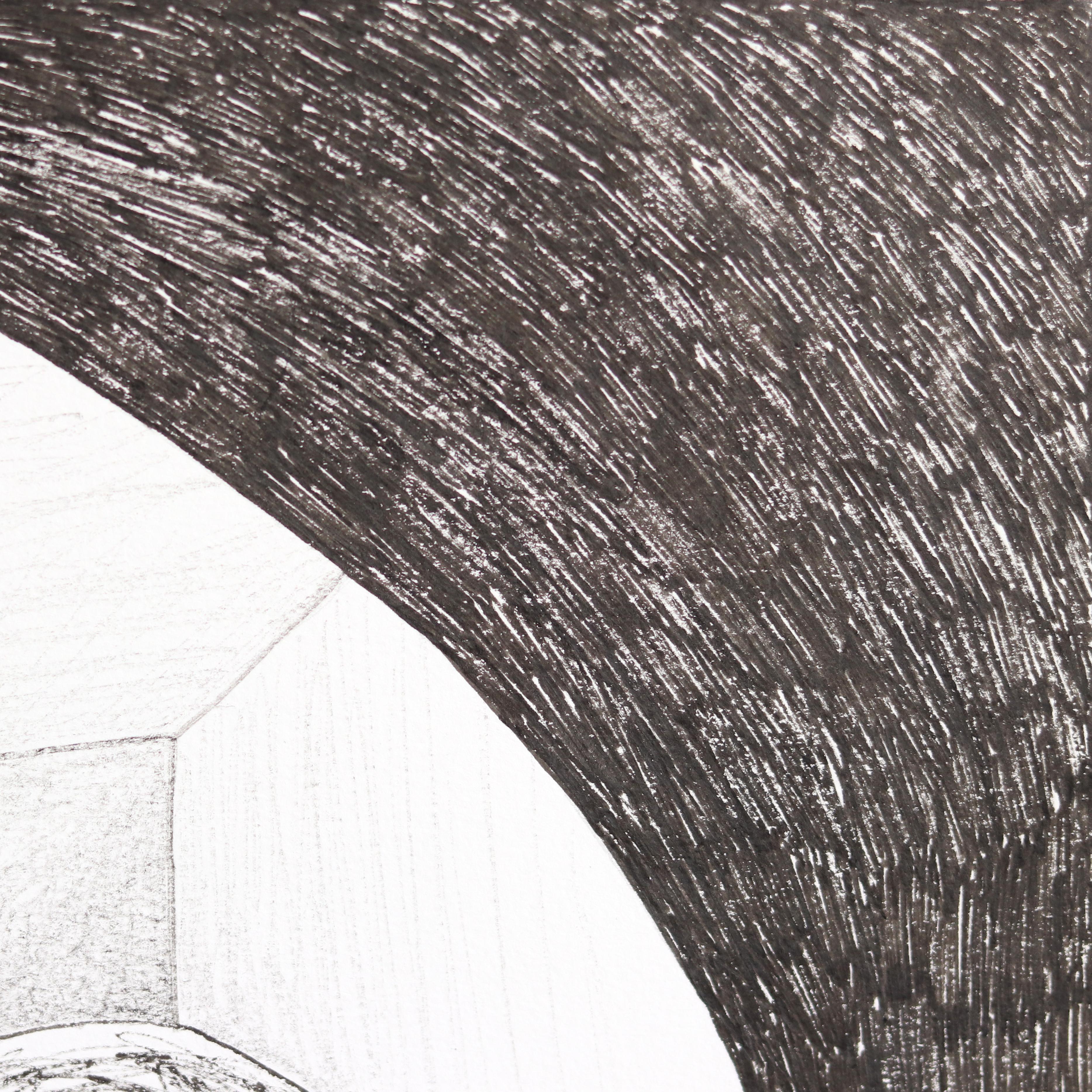 Arched - Abstract Black and White Figurative Illustrative Ink Artwork on Paper For Sale 2