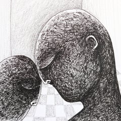 Arched - Opera d'arte illustrativa astratta in bianco e nero su carta