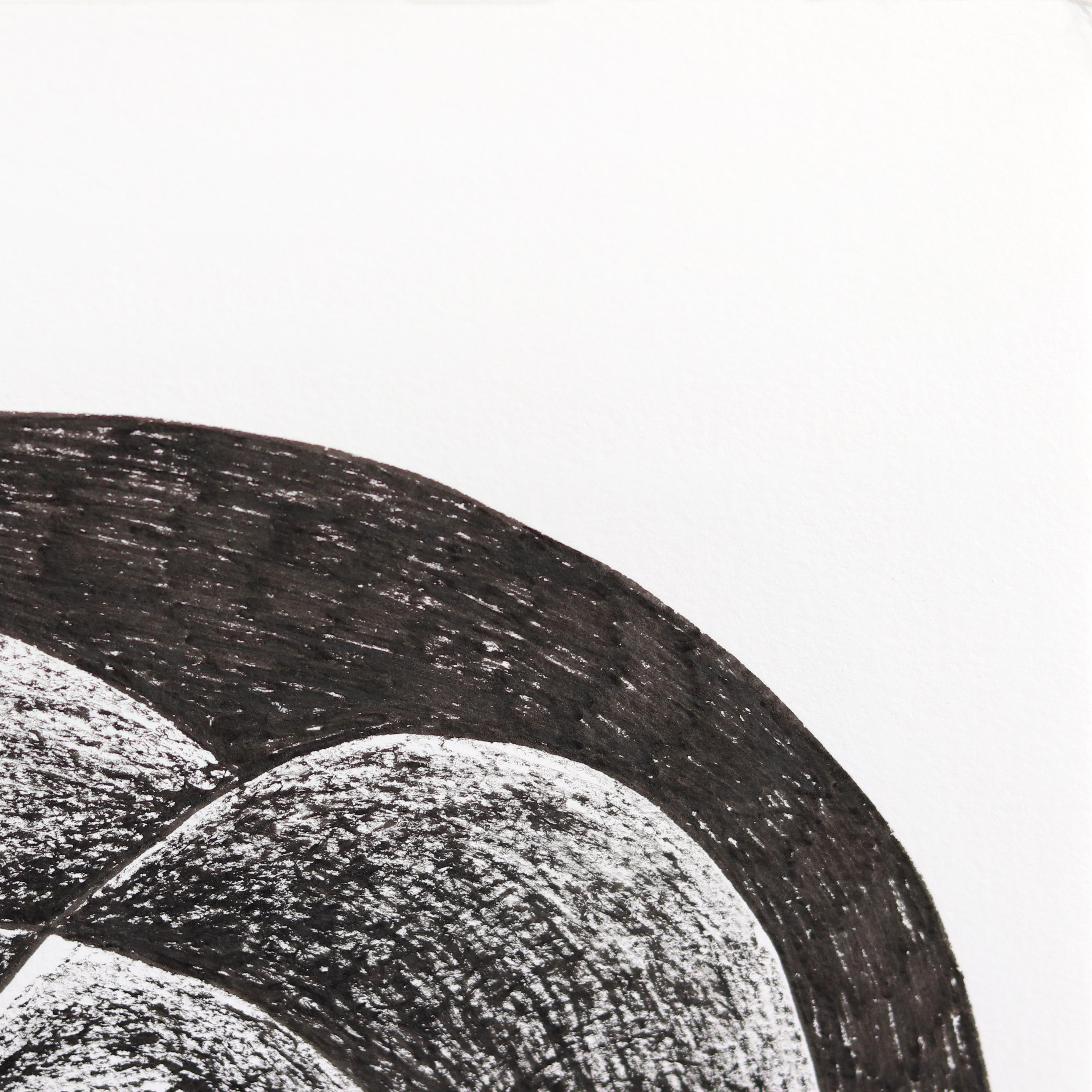 Cloudy - Abstract Black and White Figurative Illustrative Ink Artwork on Paper - Gray Figurative Painting by Melissa Chalhoub