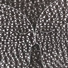 Attenzione agli occhi - Arte illustrativa astratta in bianco e nero su carta