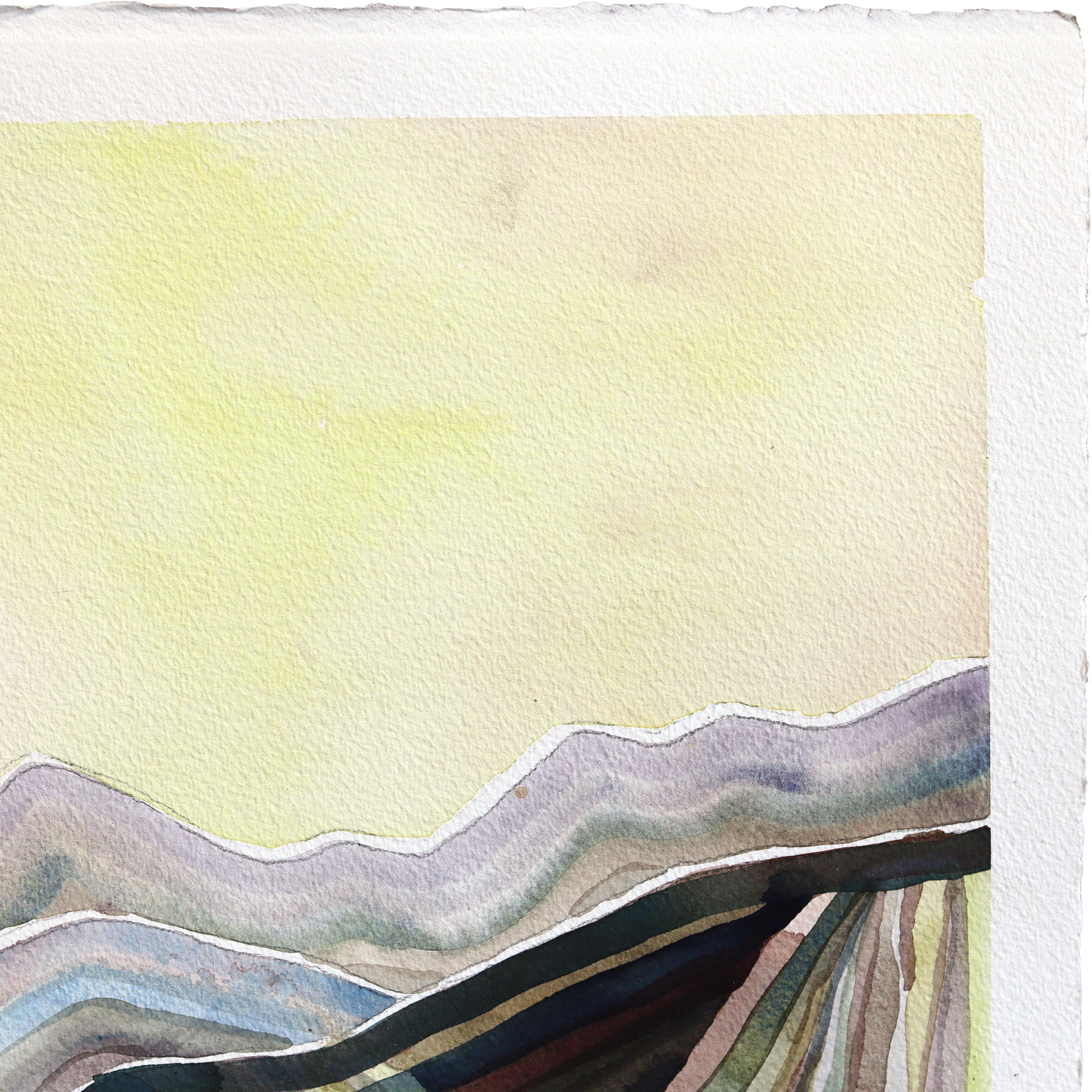 Big Sur - Pintura original abstracta en acuarela de un paisaje costero de colores apagados - Landscape Art Beige de Heidi Lowell